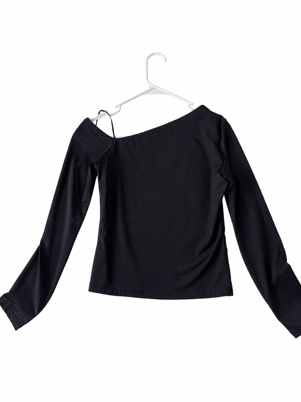 Black One-Shoulder Long Sleeve Top